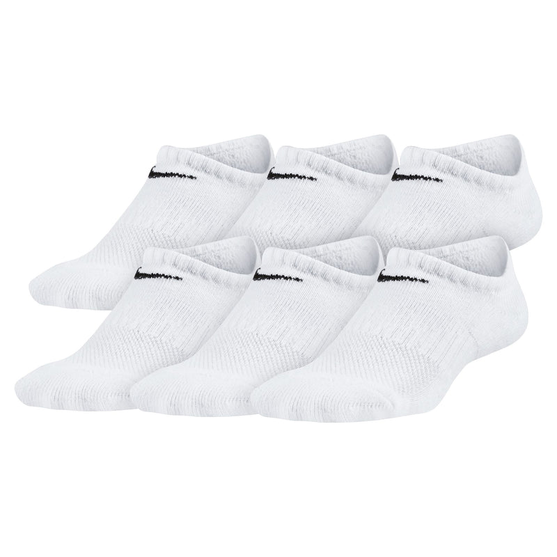 Boys'/Girls' Nike Youth Cushioned No-Show Socks 6-Pack - 100 - WHITE