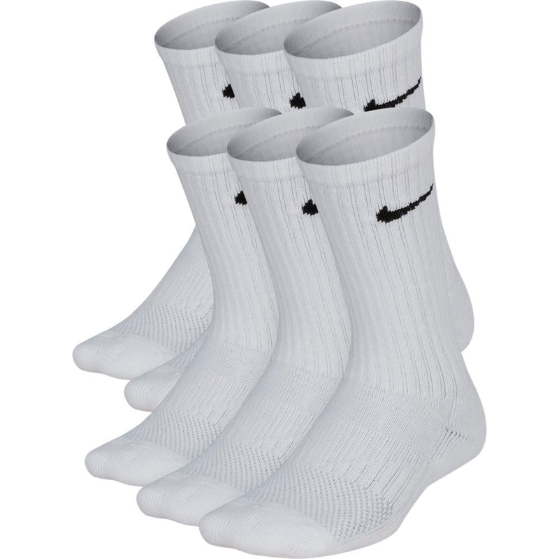 Boys'/Girls' Nike Youth Everyday Crew Socks 6-Pair - 100 - WHITE