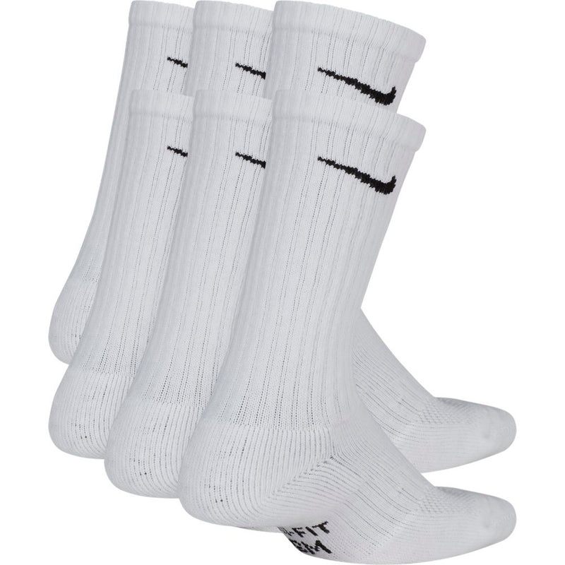 Boys'/Girls' Nike Youth Everyday Crew Socks 6-Pair - 100 - WHITE