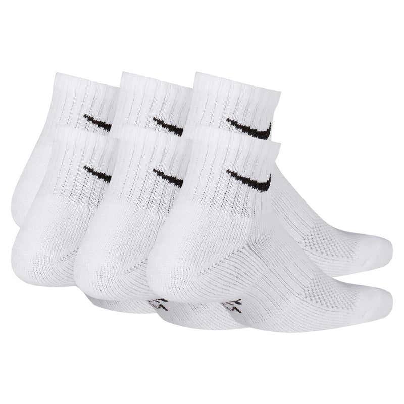 Boys'/Girls' Nike Youth Everyday Cushioned Quarter Socks 6-Pair - 100 - WHITE