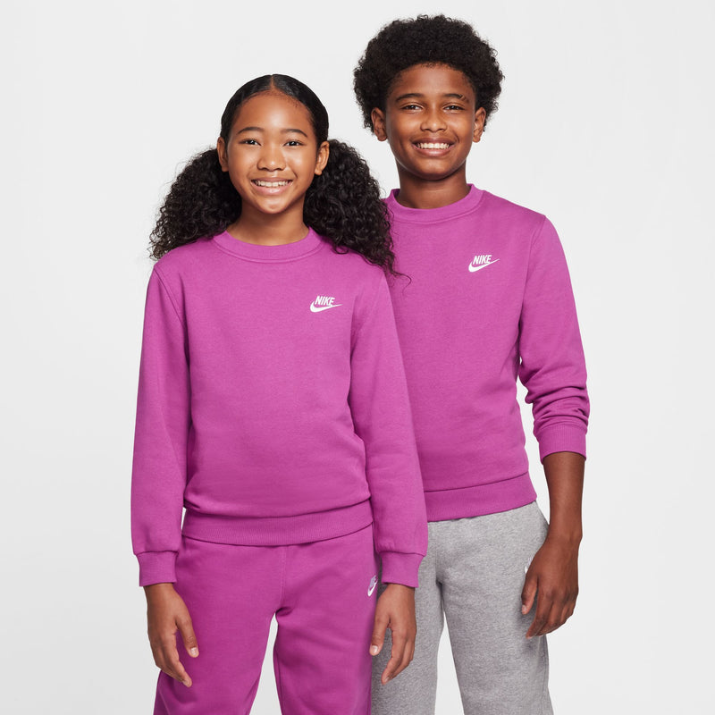 Boys'/Girls' Nike Youth Sportswear Club Fleece Crew - 518 - HOT FUCHSIA