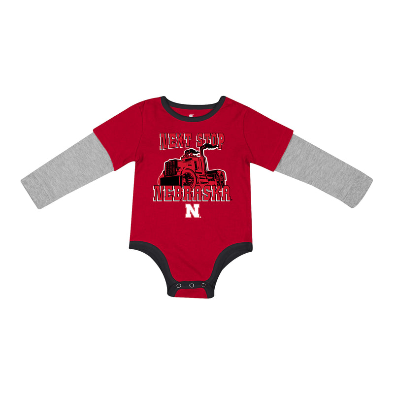 Boys' Nebraska Huskers Infant Next Stop Longsleeve Onesie - NEBRASKA