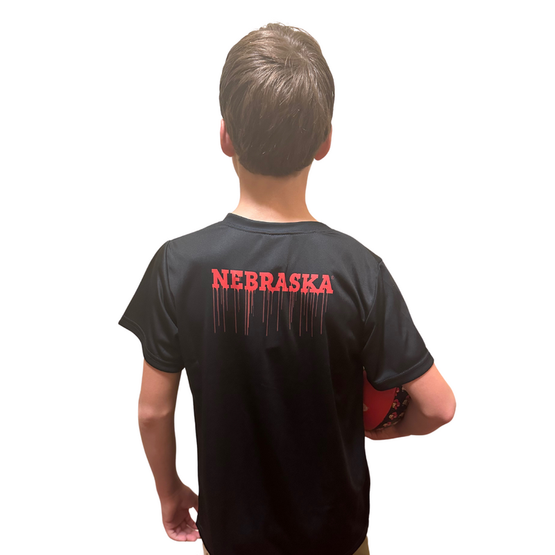 Boys' Nebraska Huskers Toddler Football Helmet Drip T-Shirt - BLACK