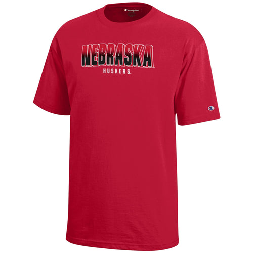Boys' Nebraska Huskers Youth Fade T-Shirt - SCARLET