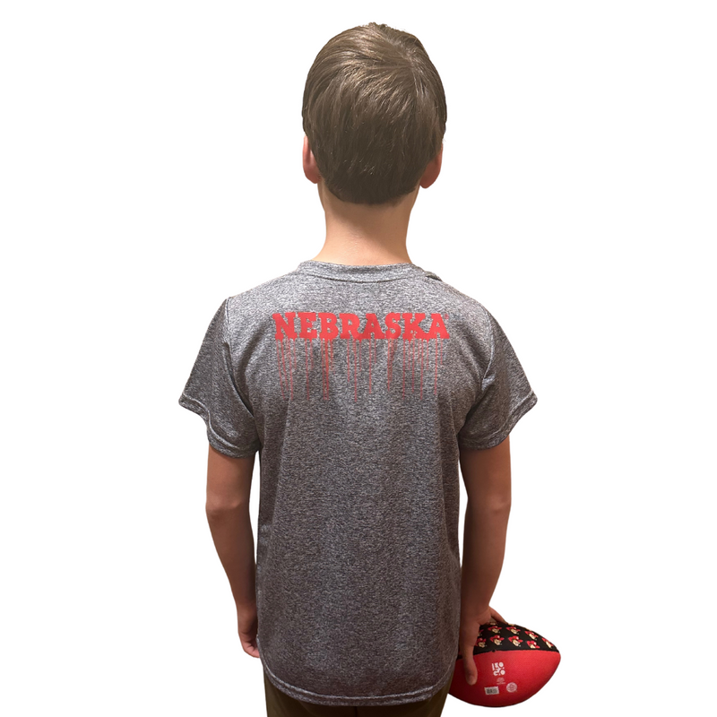 Boys' Nebraska Huskers Youth Football Helmet Drip T-Shirt - GREY