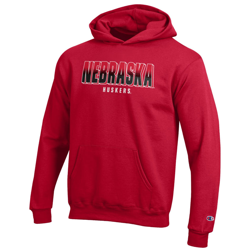 Boys' Nebraska Huskers Youth Powerblend Fade Hoodie - SCARLET