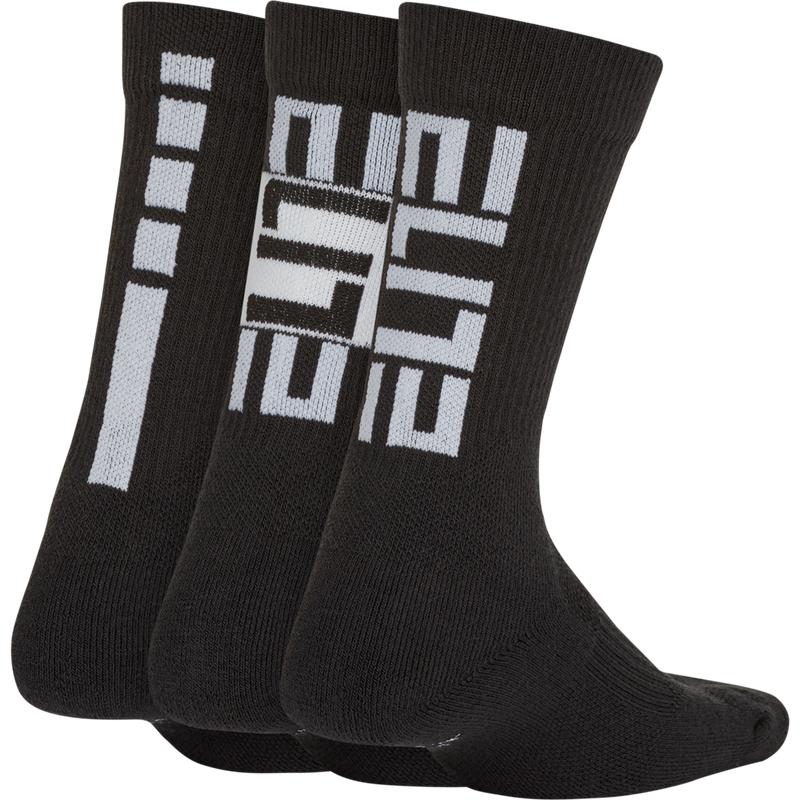 Boys' Nike Youth Elite Crew 3-Pack Sock - 010 - BLACK