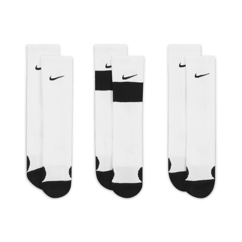 Boys' Nike Youth Elite Crew 3-Pack Sock - 100 - WHITE