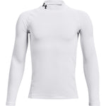 Boys' Under Armour Youth ColdGear Armour Mock Longsleeve - 100 - WHITE