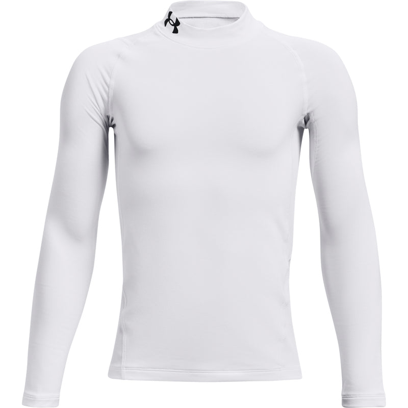 Boys' Under Armour Youth ColdGear Armour Mock Longsleeve - 100 - WHITE