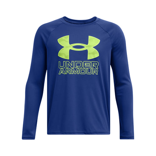 Boys' Under Armour Youth Tech Hybrid Print Longsleeve - 432 - TECH BLUE