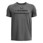 Boys' Under Armour Youth Tech Split Workmark T-Shirt - 025 - GREY