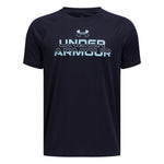 Boys' Under Armour Youth Tech Split Workmark T-Shirt - 410 - NAVY