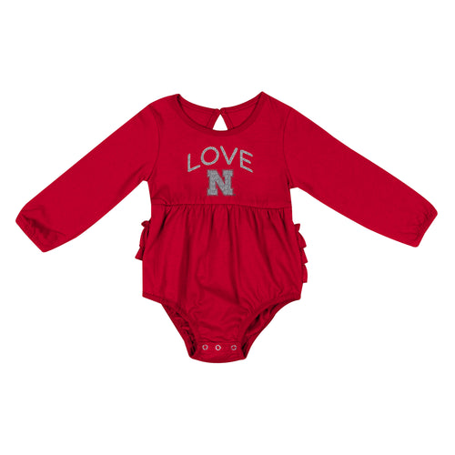 Girls' Nebraska Huskers Infant Katinka Ruffle Onesie - NEBRASKA