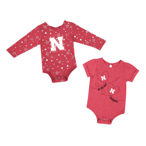 Girls' Nebraska Huskers Infant Star Onesie 2-Piece Set - NEBRASKA