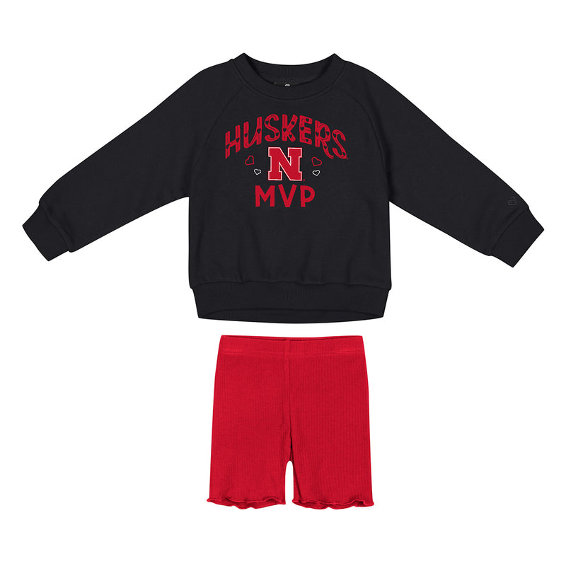 Girls' Nebraska Huskers Toddler Beta Fleece And Short Set - NEBRASKA