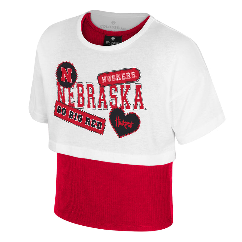 Girls' Nebraska Huskers Youth Gale 2Fer T-Shirt - NEBRASKA