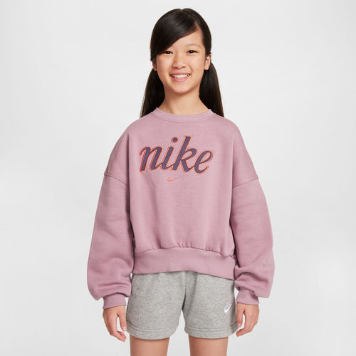 Girls' Nike Youth Boxy Script Sweatshirt - 523 PLUM