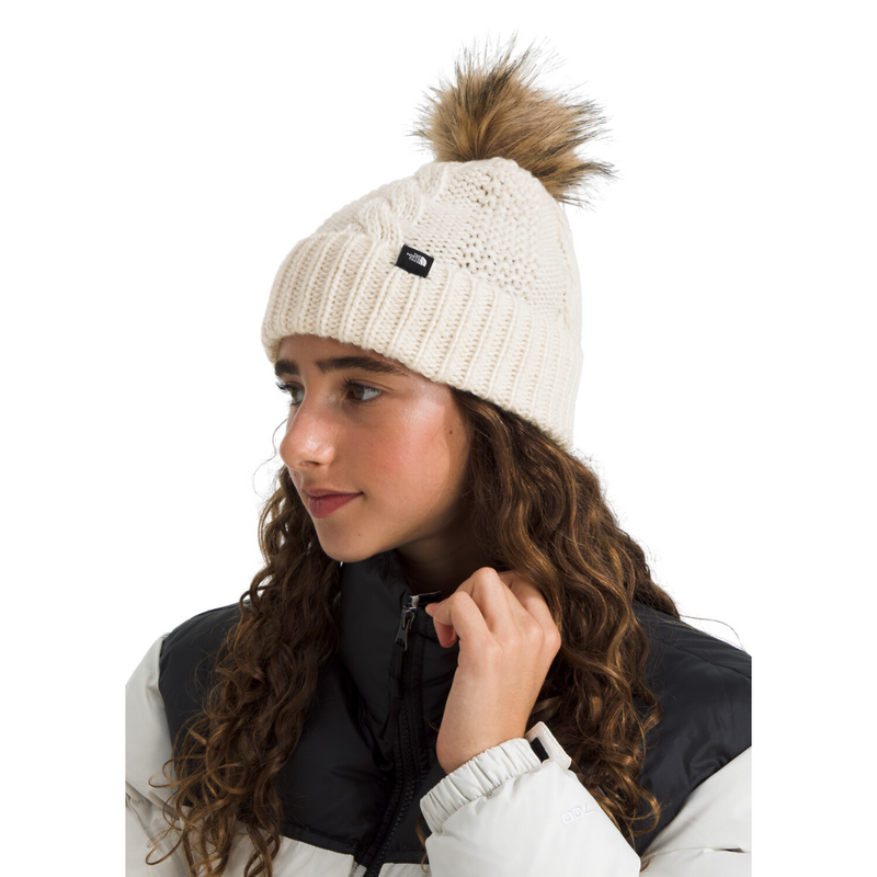 Girls' The North Face Youth Oh Mega Fur Pom Beanie - QLI - WHITE DUNE