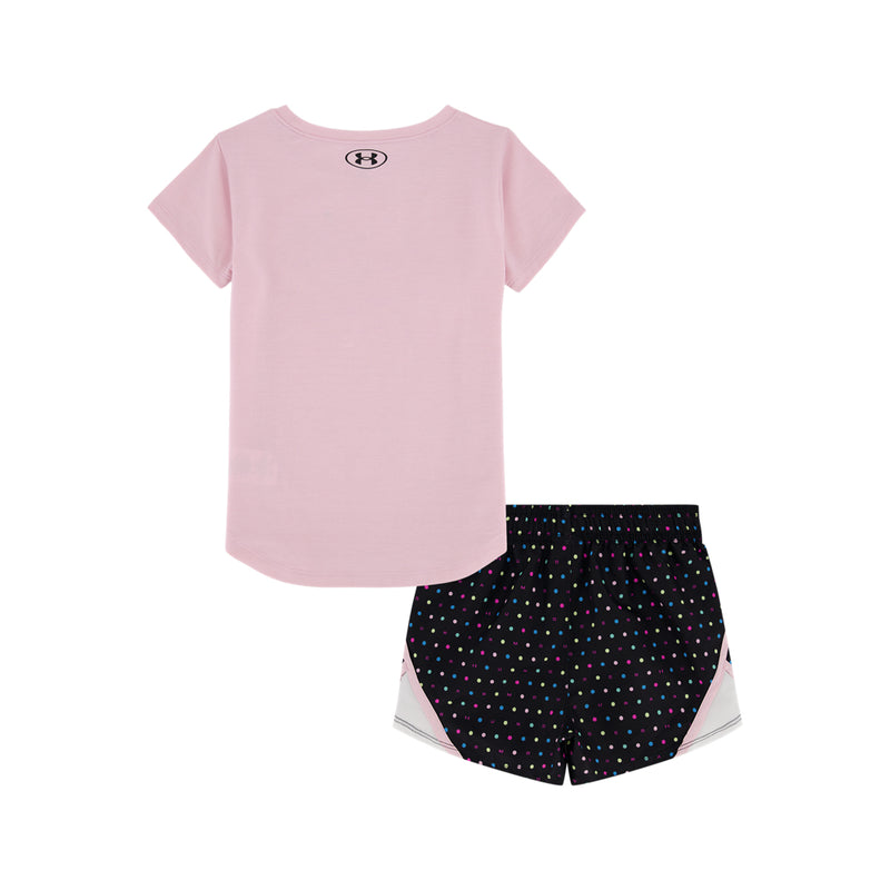 Girls' Under Armour Kids Polka Dot Printed Woven Short/T-Shirt 2-Piece Set - 685 BLK