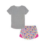 Girls' Under Armour Kids Rainbow Woven Short/T-Shirt 2-Piece Set - 052 - GREY