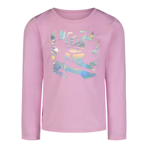 Girls' Under Armour Kids' Tech Iridescent Logo Longsleeve - 681 STEL