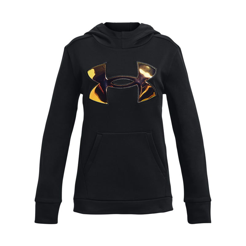 Girls' Under Armour Youth Armour Fleece Iridescent Big Logo Hoodie - 001 - BLACK