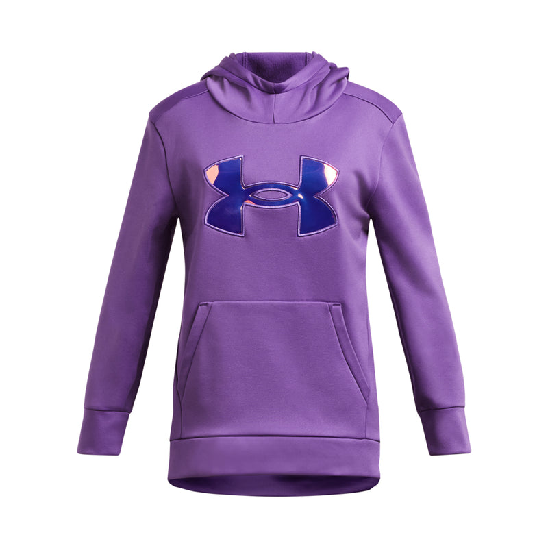 Girls' Under Armour Youth Armour Fleece Iridescent Big Logo Hoodie - 525 PURP