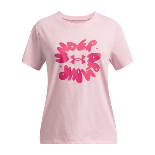 Girls' Under Armour Youth Bubble Wordmark T-Shirt - 647 - PRIME PINK