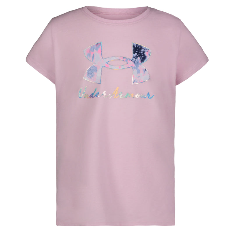 Girls' Under Armour Youth Burst Dye Logo T-Shirt - 694 - PINK