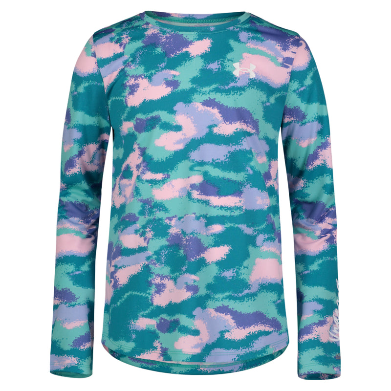 Girls' Under Armour Youth Dissolve Camo UPF Longsleeve - 475 TURQ