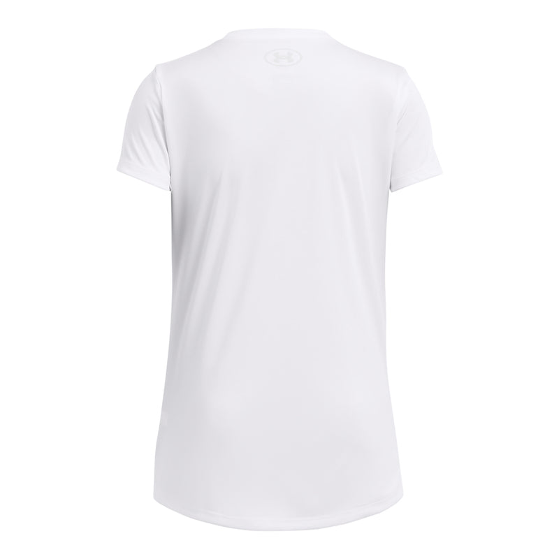 Girls' Under Armour Youth Tech Block Logo T-Shirt - 100 - WHITE