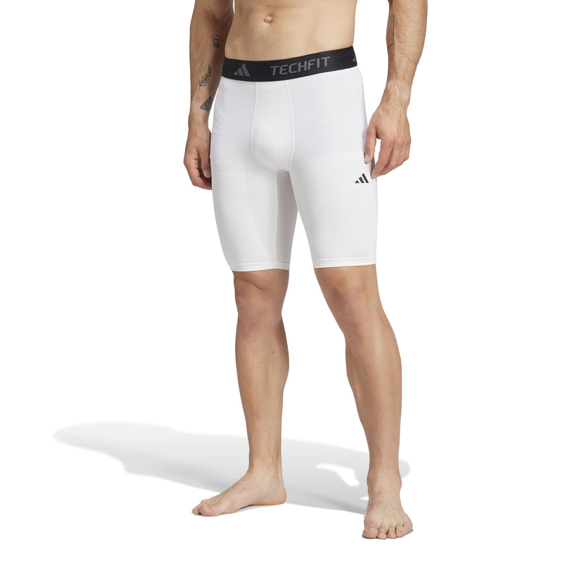 Men's Adidas TechFit Compression Training Shorts - WHITE