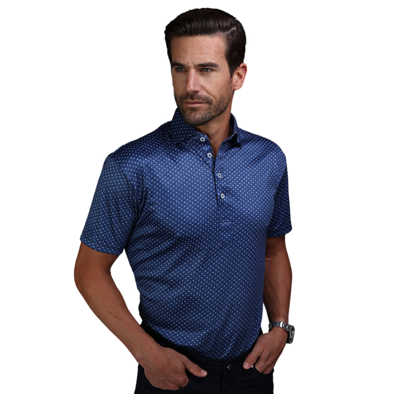 Men's Collars & Co Los Cabos Blue Star Semi-Spread Collar Polo - CABOSBL