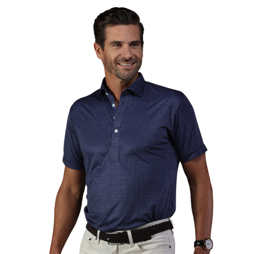 Men's Collars & Co Scottsdale Midnight Sphere Semi-Spread Collar Polo - MIDNIGHT