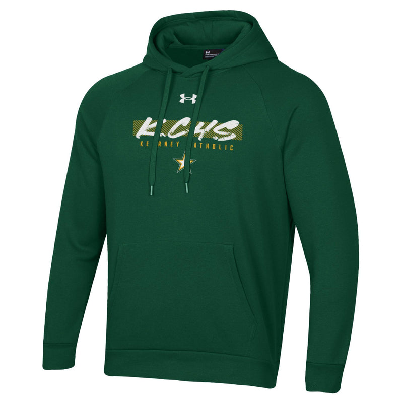 Men's Kearney Catholic Stars Under Armour Rival Tape Hoodie - 292GREEN