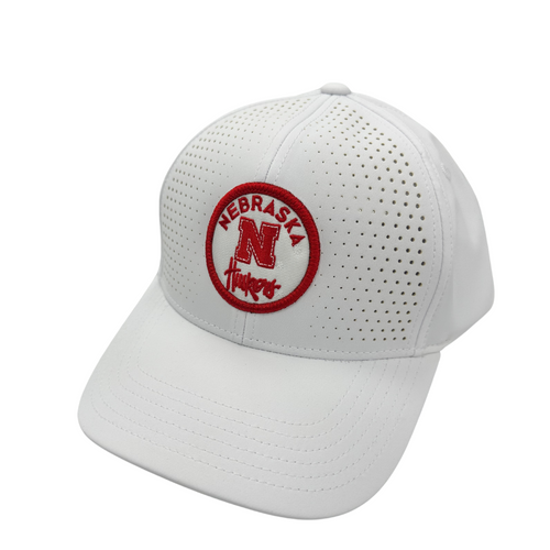 Men's Nebraska Huskers Airflow Circle Patch Hat - 1000WHT