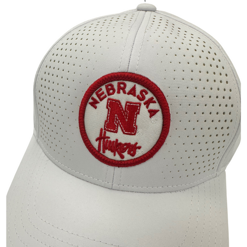 Men's Nebraska Huskers Airflow Circle Patch Hat - 1000WHT