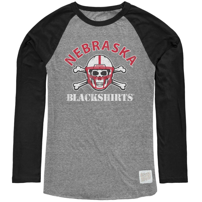 Men's Nebraska Huskers Blackshirts Raglan Longsleeve - BLACK