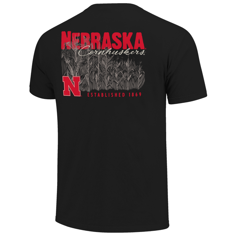 Men's Nebraska Huskers Cornfield T-Shirt - BLACK