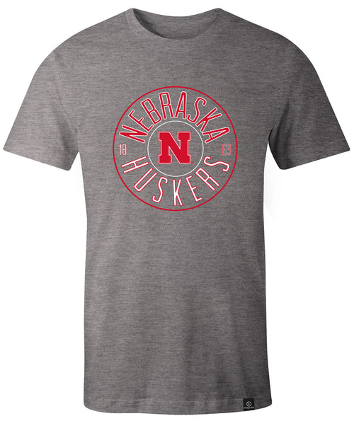 Men's Nebraska Huskers Looped Circle Triblend T-Shirt - HTHRGRY