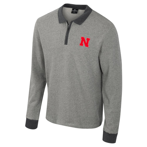 Men's Nebraska Huskers Magnum Sweater Polo - CHARCOAL