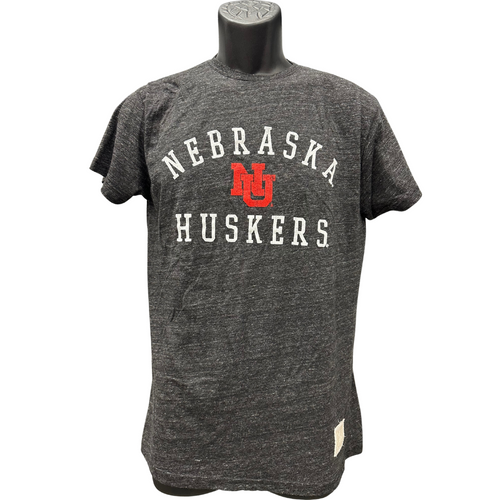 Men's Nebraska Huskers NU Interlocking Triblend T-Shirt - BLACK