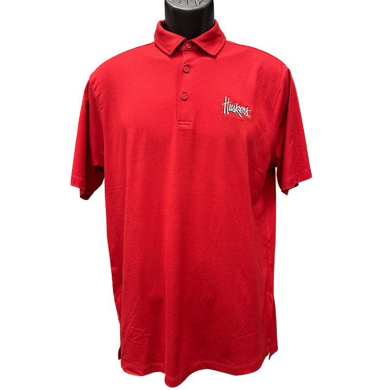 Men's Nebraska Huskers Reprocess Embroidered Script Polo - 022 - RED