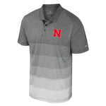 Men's Nebraska Huskers Striped Polo - GREY