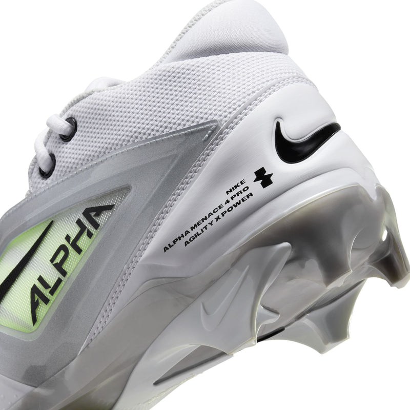 Men's Nike Alpha Menace 4 Pro Football Cleats - 100 - WHITE/BLACK