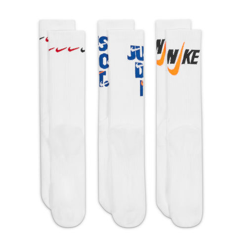 Men's Nike Everday Plus Cushion Crew Socks 3-Pack - 902 - WHITE