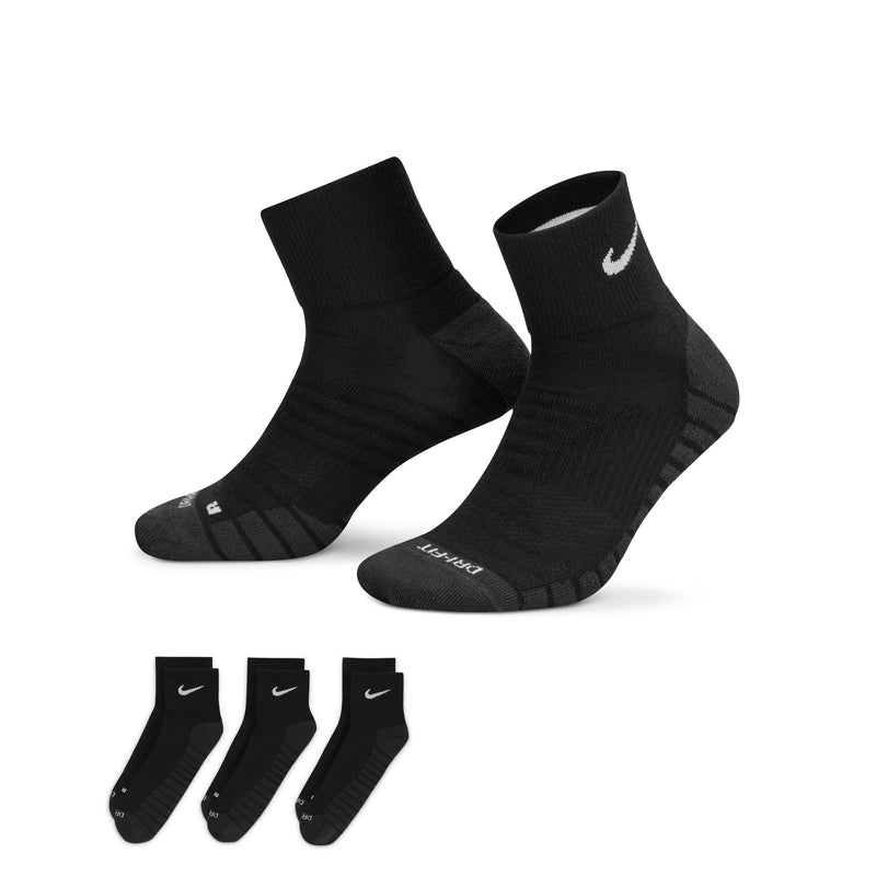 Men's Nike Everyday Max Cushion Quarter 3-Pack Socks  - 010 - BLACK