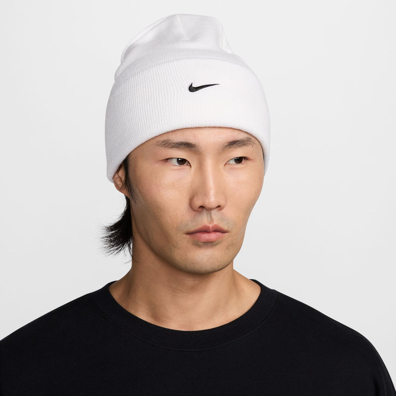 Men's Nike Peak Swoosh Beanie - 100 - WHITE/BLACK