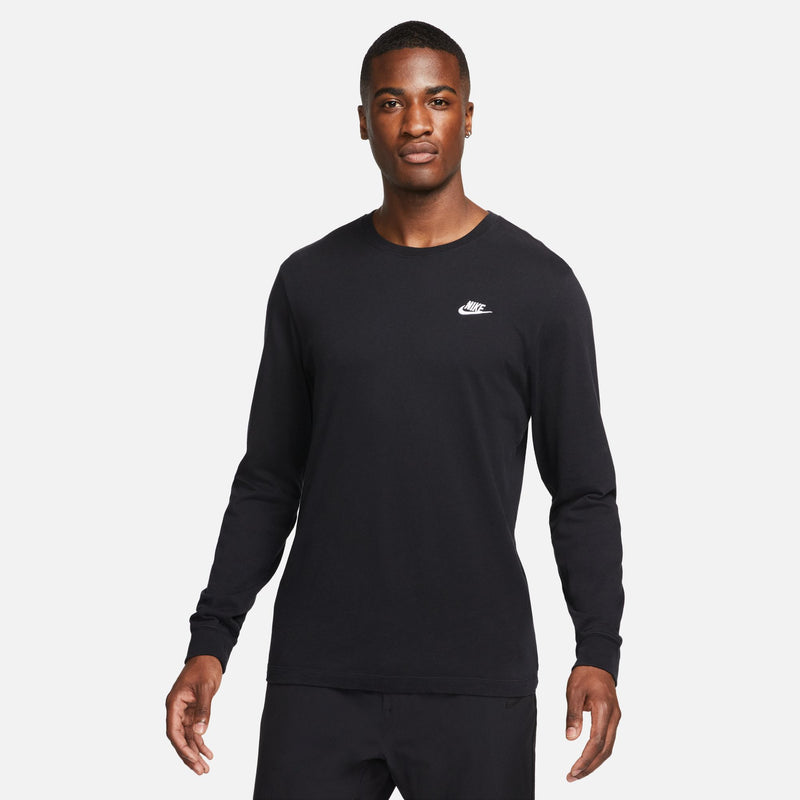 Men's Nike Sportswear Club Long Sleeve T-Shirt - 010 - BLACK